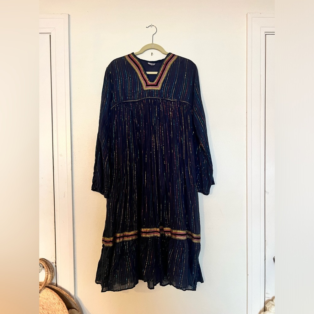 Vintage Indian gauze dress with metallic thread